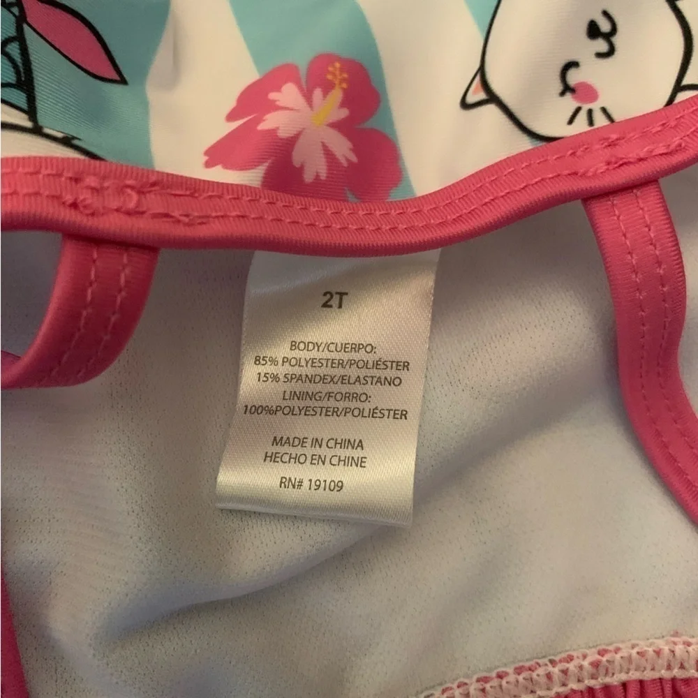 Caribbean Joe Girl’s Swimsuit With Short Sleeve Rash Guard Set 2-T